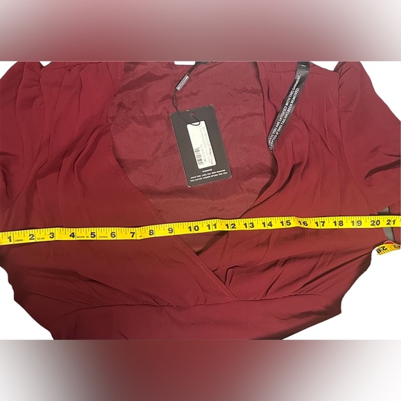 PrettyLittleThing Red Chiffon Ruched Bodycon Long Sleeve Dress  NWT Womens 10 - Picture 10 of 10